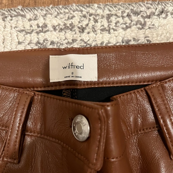 Aritzia Wilfred Melina High-rise StraightLeg Cognac Vegan Pants Capsule Wardrobe - Picture 4 of 11